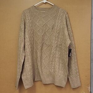 Ardene Size S Tan Oversized Cable Knit Sweater